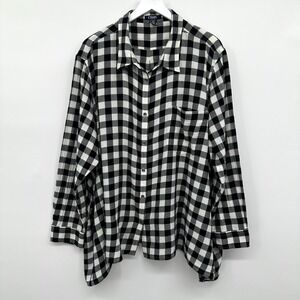 Chaps Tunic Top Shirt Size 3X Flannel Flowy Button Up Long Sleeve Cabincore Boho